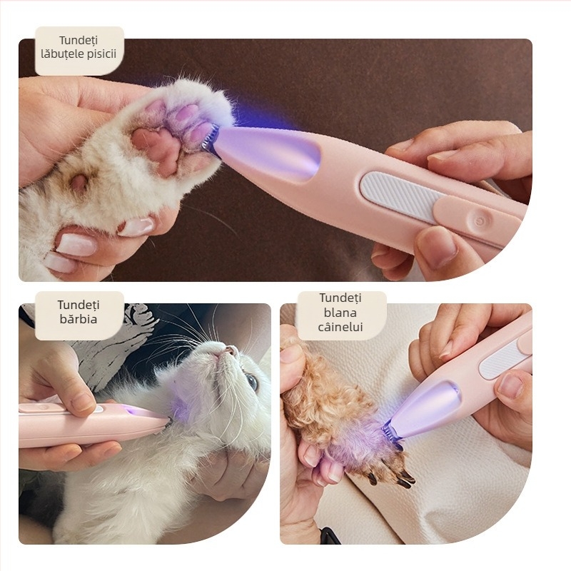Trimmer electric pentru labele pisicilor și ale câinilor, silențios