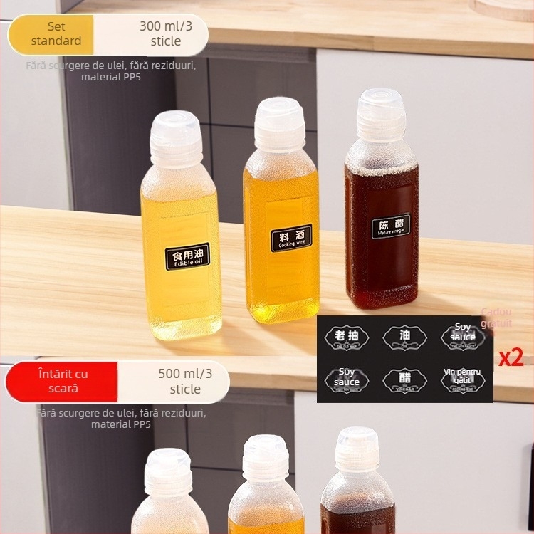 Sticlă de ulei cu pulverizator – PP, fără scurgeri, funcție apăsare pentru pulverizare, design modern minimalist
