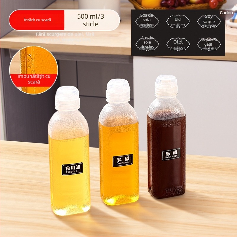 Sticlă de ulei cu pulverizator – PP, fără scurgeri, funcție apăsare pentru pulverizare, design modern minimalist