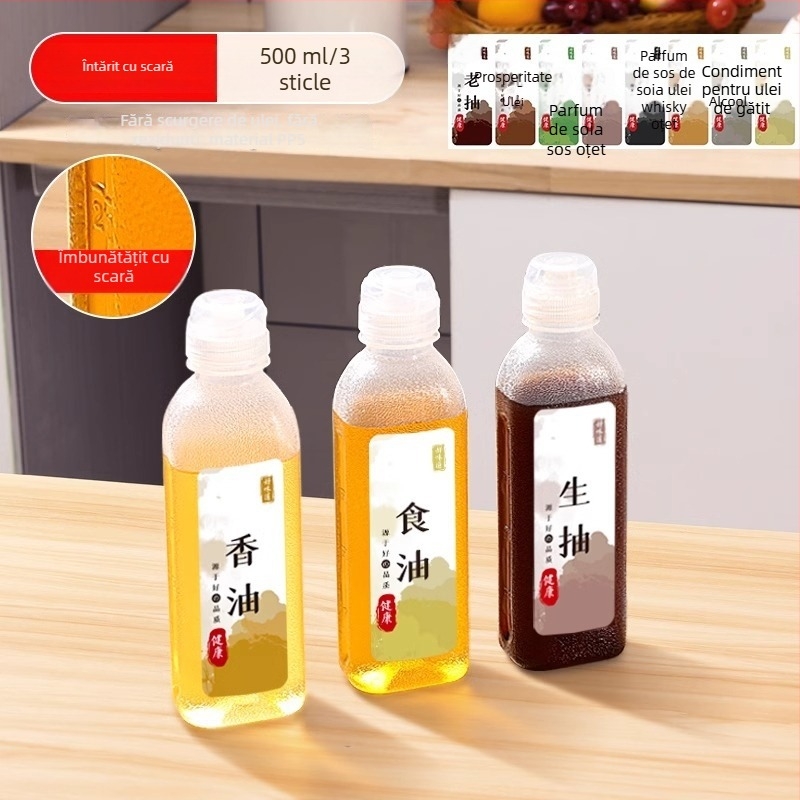 Sticlă de ulei cu pulverizator – PP, fără scurgeri, funcție apăsare pentru pulverizare, design modern minimalist