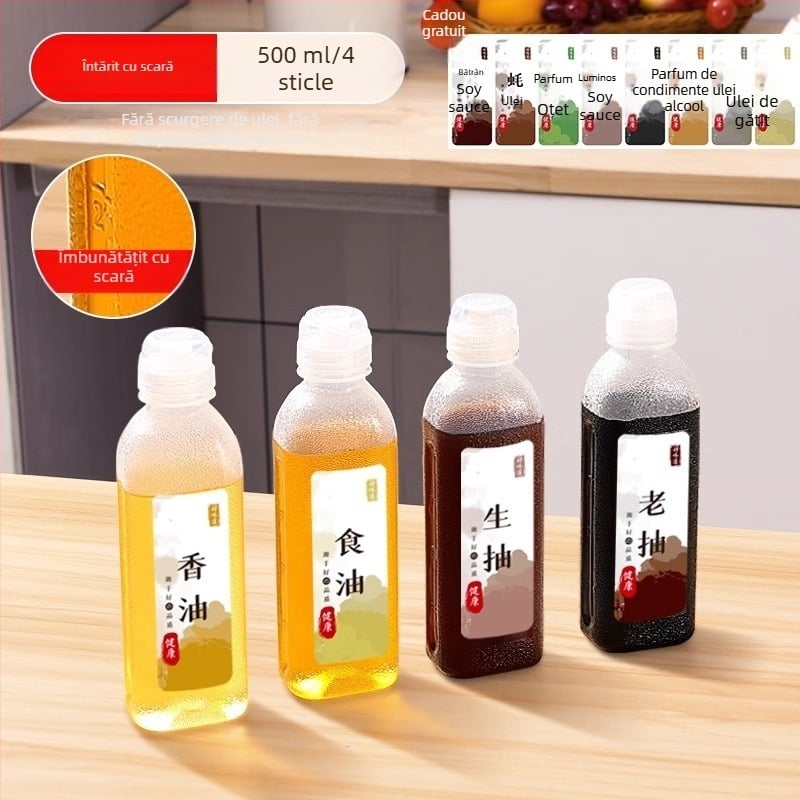 Sticlă de ulei cu pulverizator – PP, fără scurgeri, funcție apăsare pentru pulverizare, design modern minimalist