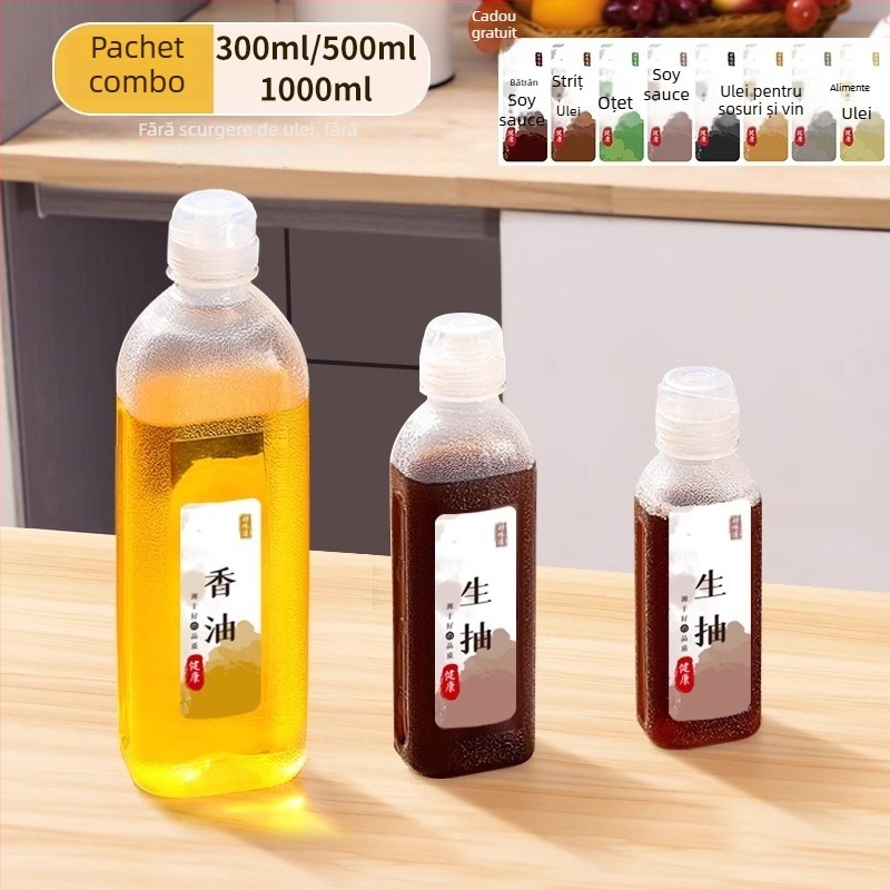 Sticlă de ulei cu pulverizator – PP, fără scurgeri, funcție apăsare pentru pulverizare, design modern minimalist