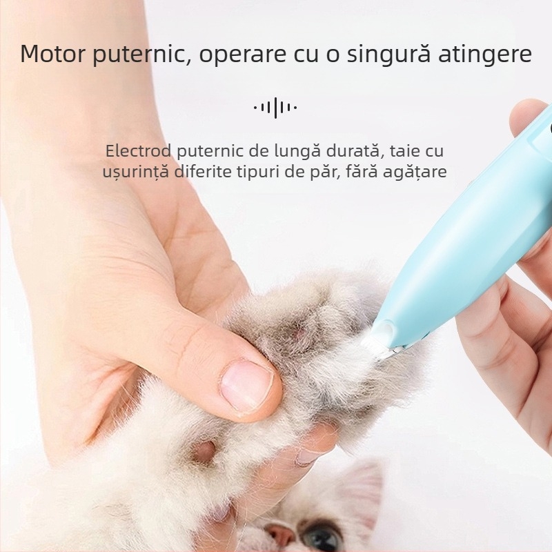 Tăietor electric pentru păr la labuțe pentru animale de companie, cu iluminare — îngrijire pisici și câini