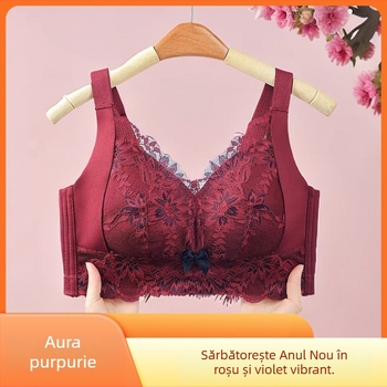 Sutien ultra-subțire fără sârmă, cupe 3/4, material nylon, respirabil, adunare reglabilă, închidere spate cu cinci rânduri