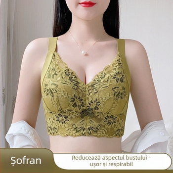 Sutien ultra-subțire fără sârmă, cupe 3/4, material nylon, respirabil, adunare reglabilă, închidere spate cu cinci rânduri