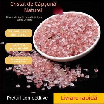 Gravură de cristal pentru acvarii și ghivece; cristal căpșună granule; piatră brută; stil chinezesc; ambalare în vrac