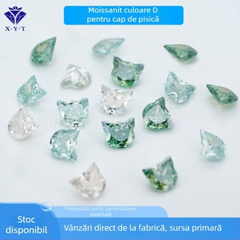 Moissanit pandantiv cu formă de cap de pisică, finisaj lucios, claritate VVS