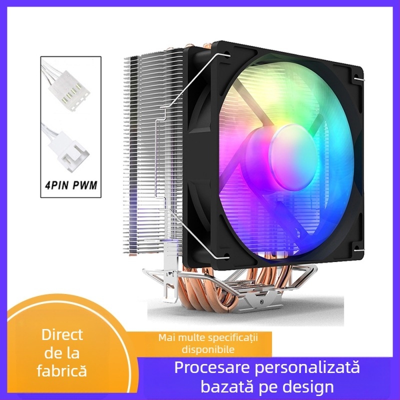 Cooler pentru CPU cu iluminare RGB (6 țevi de transfer termic, îmbinare cu cupru-aluminiu, 600–1800 rpm, 40 dBA)
