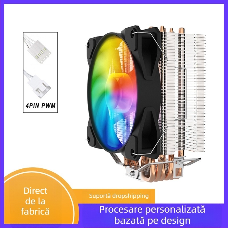 Cooler pentru CPU cu iluminare RGB (6 țevi de transfer termic, îmbinare cu cupru-aluminiu, 600–1800 rpm, 40 dBA)