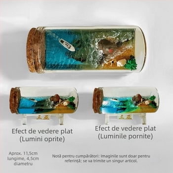 Sticlă de drift din sticlă cu peisaj marin 3D, realizare manuală, stil chinezesc, cadou de călătorie