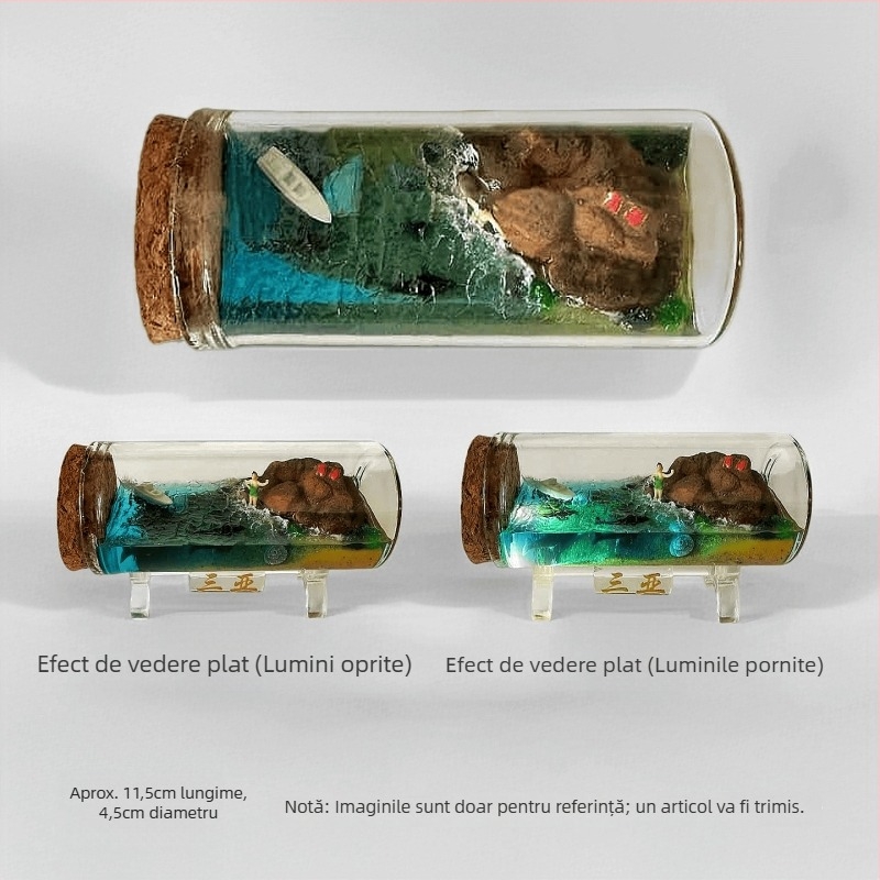 Sticlă de drift din sticlă cu peisaj marin 3D, realizare manuală, stil chinezesc, cadou de călătorie
