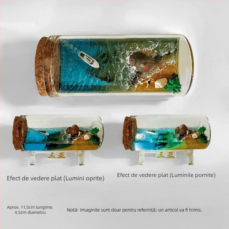 Sticlă de drift din sticlă cu peisaj marin 3D, realizare manuală, stil chinezesc, cadou de călătorie