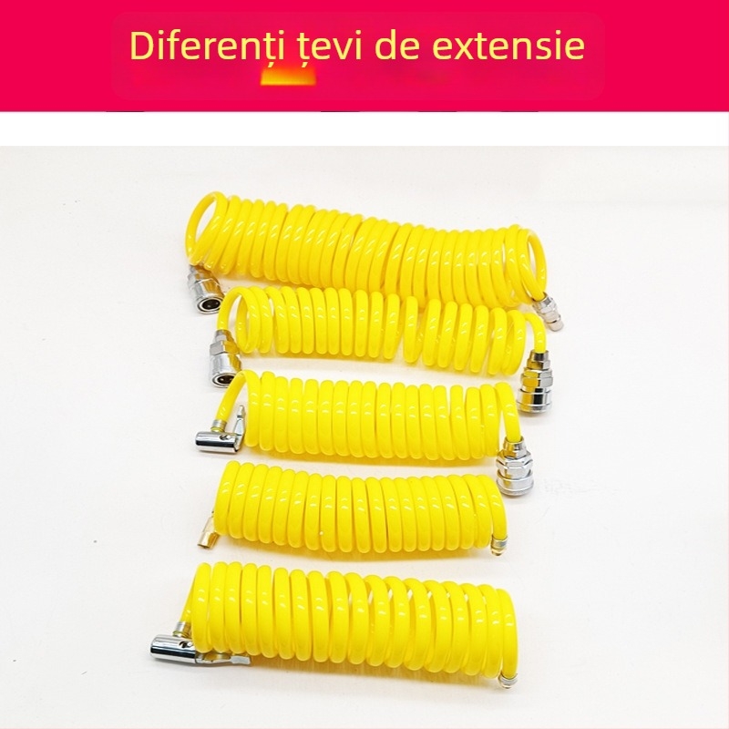 Pompa de aer auto cu furtun extensibil - cilindru unic, 120W, debit de aer 45 L/min, plastic + metal, încărcare USB