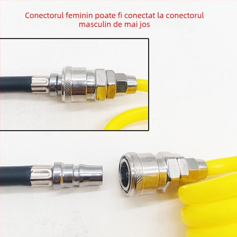 Pompa de aer auto cu furtun extensibil - cilindru unic, 120W, debit de aer 45 L/min, plastic + metal, încărcare USB