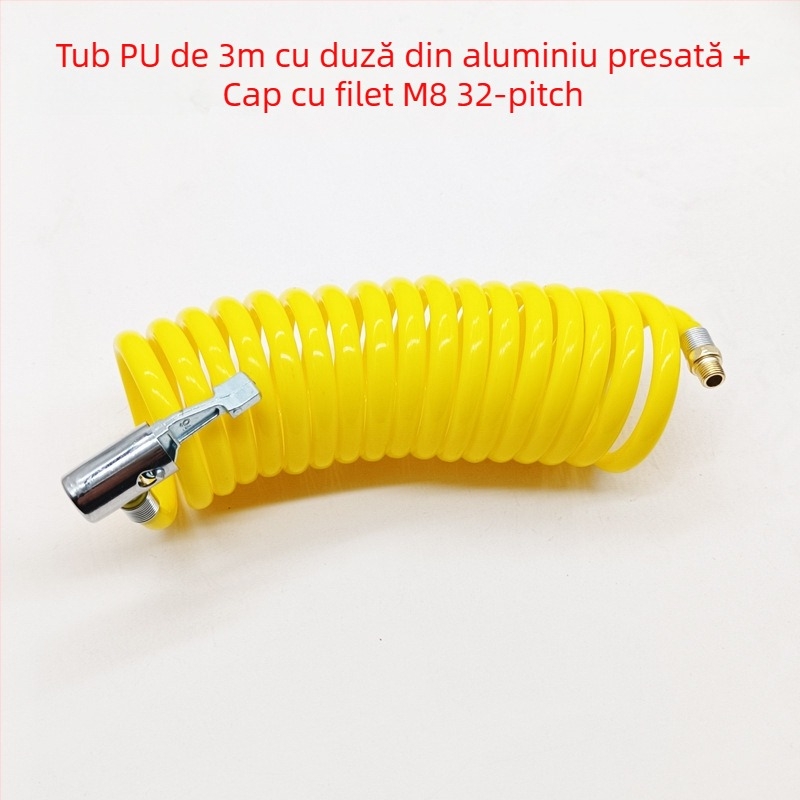 Pompa de aer auto cu furtun extensibil - cilindru unic, 120W, debit de aer 45 L/min, plastic + metal, încărcare USB