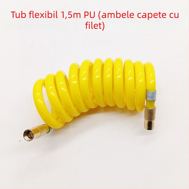 Pompa de aer auto cu furtun extensibil - cilindru unic, 120W, debit de aer 45 L/min, plastic + metal, încărcare USB