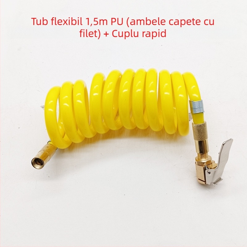 Pompa de aer auto cu furtun extensibil - cilindru unic, 120W, debit de aer 45 L/min, plastic + metal, încărcare USB