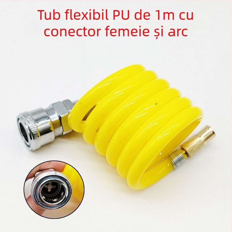 Pompa de aer auto cu furtun extensibil - cilindru unic, 120W, debit de aer 45 L/min, plastic + metal, încărcare USB