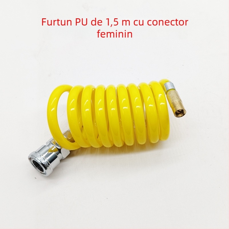 Pompa de aer auto cu furtun extensibil - cilindru unic, 120W, debit de aer 45 L/min, plastic + metal, încărcare USB