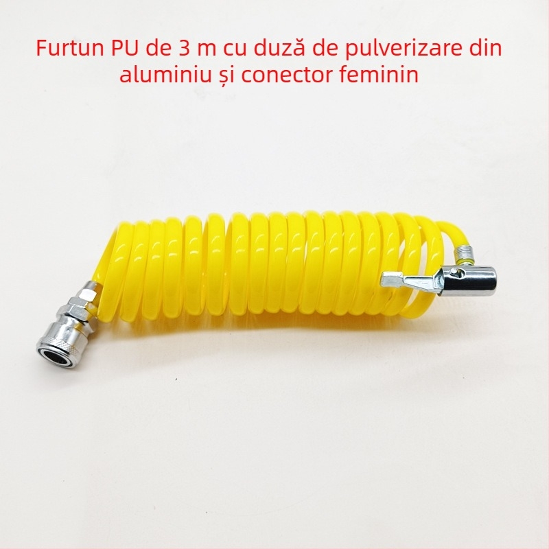 Pompa de aer auto cu furtun extensibil - cilindru unic, 120W, debit de aer 45 L/min, plastic + metal, încărcare USB