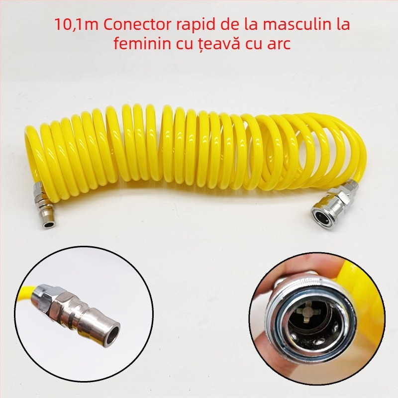 Pompa de aer auto cu furtun extensibil - cilindru unic, 120W, debit de aer 45 L/min, plastic + metal, încărcare USB