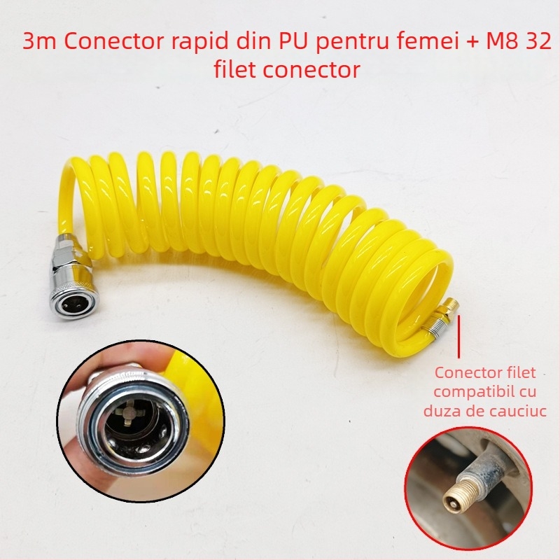 Pompa de aer auto cu furtun extensibil - cilindru unic, 120W, debit de aer 45 L/min, plastic + metal, încărcare USB