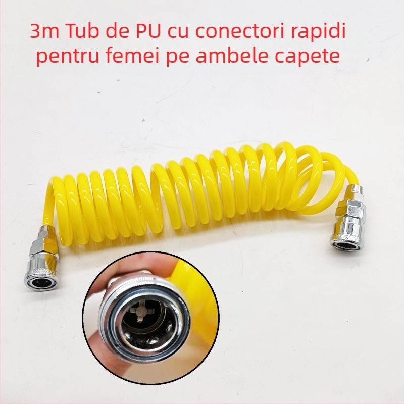 Pompa de aer auto cu furtun extensibil - cilindru unic, 120W, debit de aer 45 L/min, plastic + metal, încărcare USB