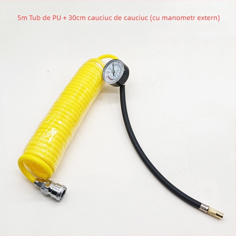 Pompa de aer auto cu furtun extensibil - cilindru unic, 120W, debit de aer 45 L/min, plastic + metal, încărcare USB