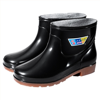 Guixin cizme de ploaie pentru bărbați, impermeabile, căptușite cu fleece, antiderapante, rezistente la uzură, talpă din plastic, design cu gleznă joasă