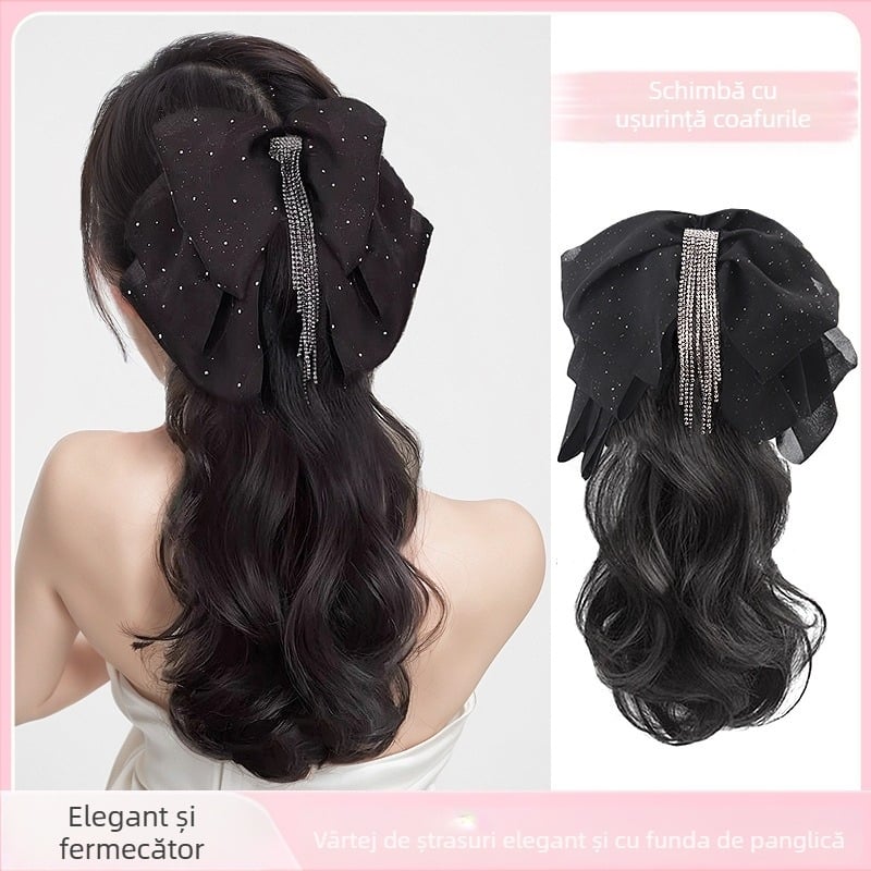 Perucă coadă cu clips Bow Tassel Ponytail – păr din sârmă rezistentă la temperatură, Lois brand, mecanism de fabricație