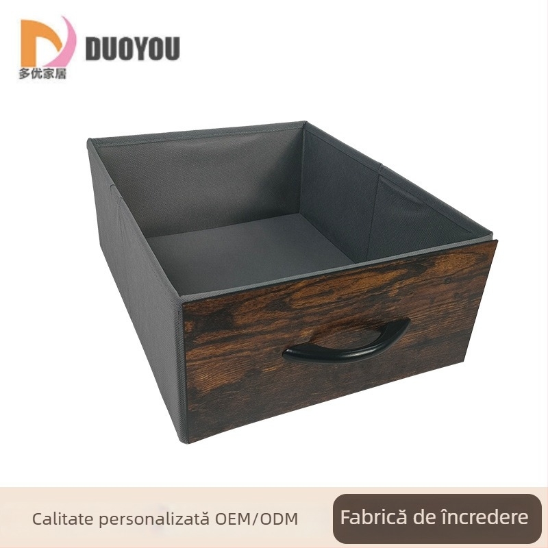 Cutie de depozitare pentru birou – Cutie pliabilă din țesătură nețesută, organizator cu deschidere prin tragere, imprimare logo disponibil