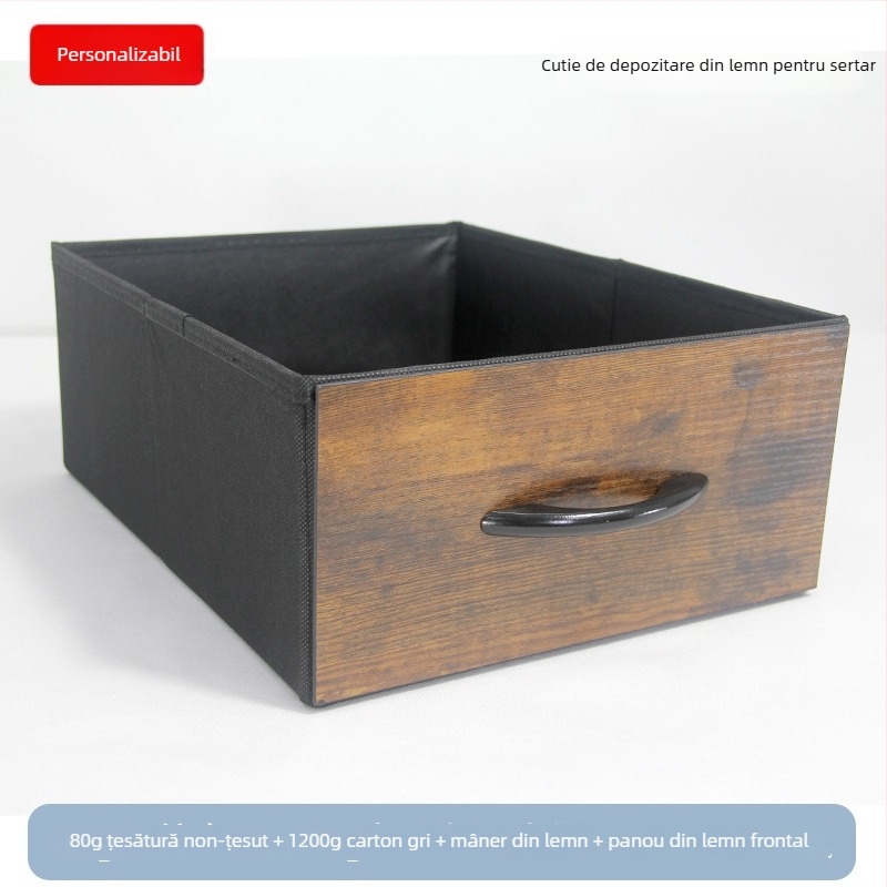 Cutie de depozitare pentru birou – Cutie pliabilă din țesătură nețesută, organizator cu deschidere prin tragere, imprimare logo disponibil