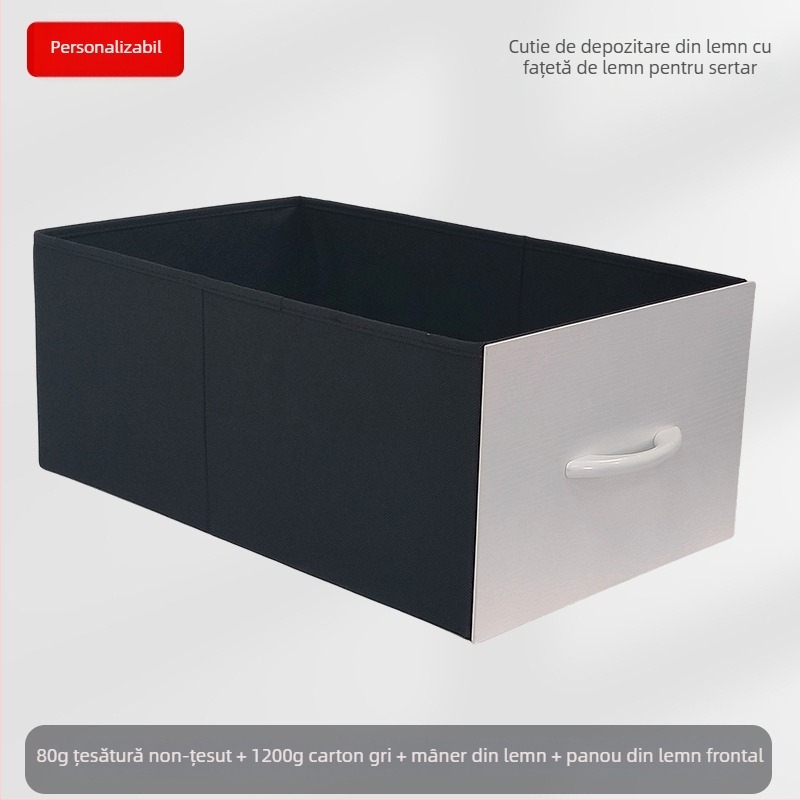 Cutie de depozitare pentru birou – Cutie pliabilă din țesătură nețesută, organizator cu deschidere prin tragere, imprimare logo disponibil