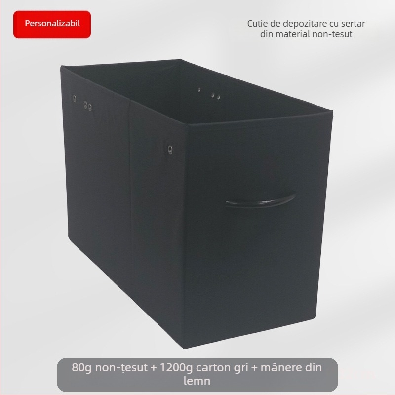 Cutie de depozitare pentru birou – Cutie pliabilă din țesătură nețesută, organizator cu deschidere prin tragere, imprimare logo disponibil