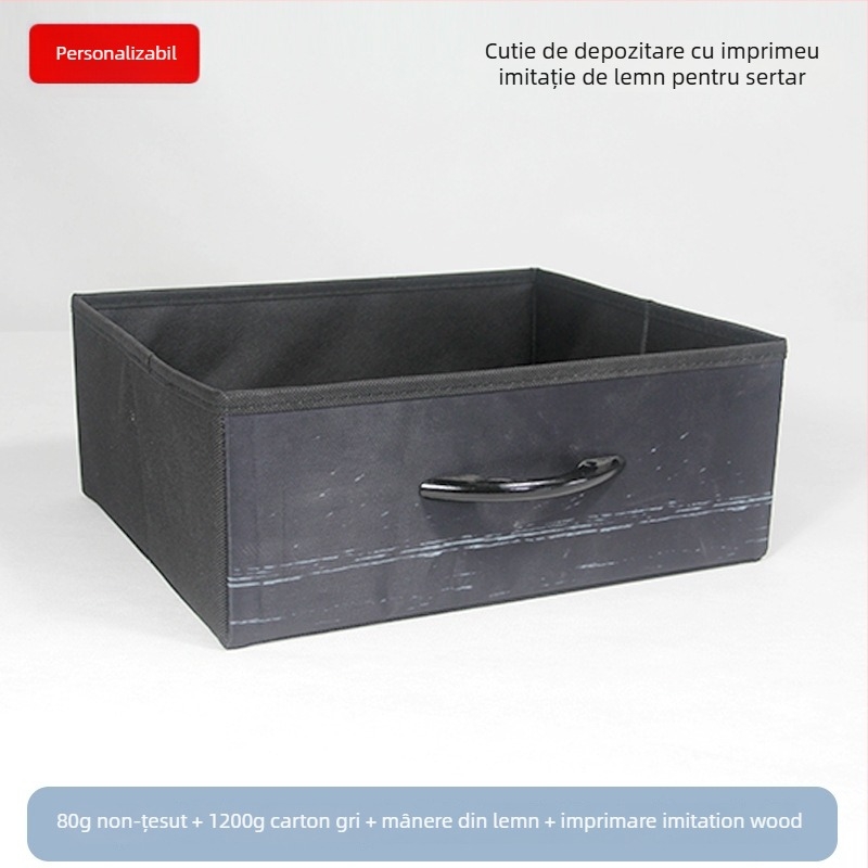 Cutie de depozitare pentru birou – Cutie pliabilă din țesătură nețesută, organizator cu deschidere prin tragere, imprimare logo disponibil