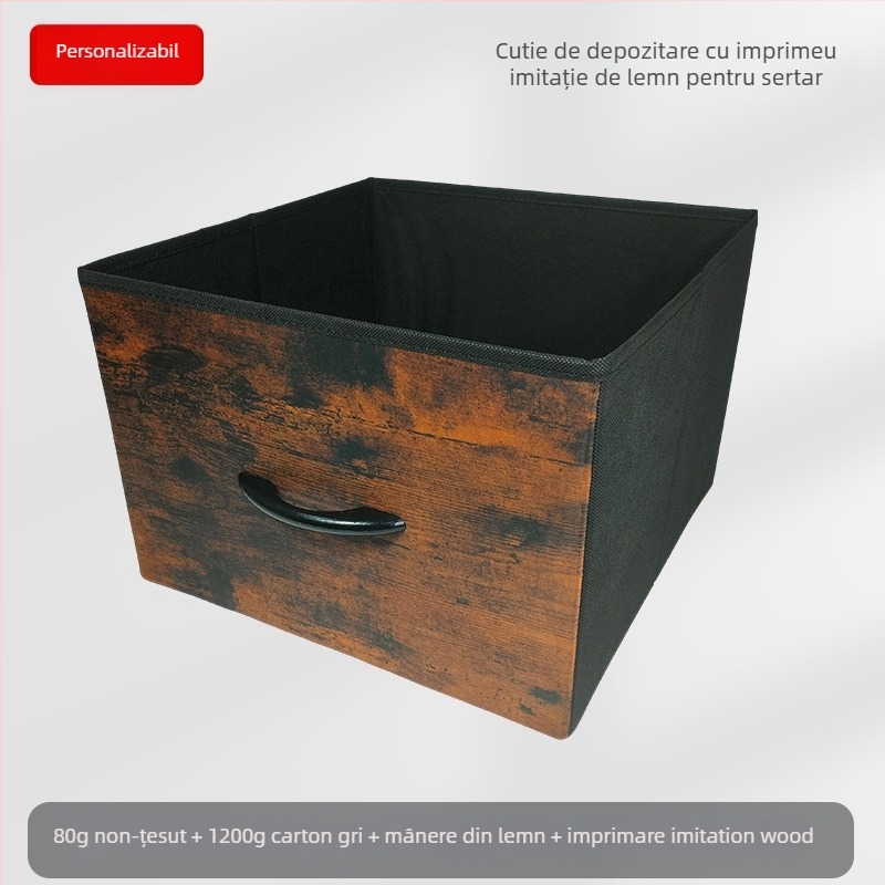 Cutie de depozitare pentru birou – Cutie pliabilă din țesătură nețesută, organizator cu deschidere prin tragere, imprimare logo disponibil