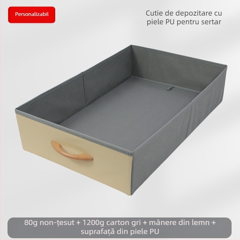 Cutie de depozitare pentru birou – Cutie pliabilă din țesătură nețesută, organizator cu deschidere prin tragere, imprimare logo disponibil