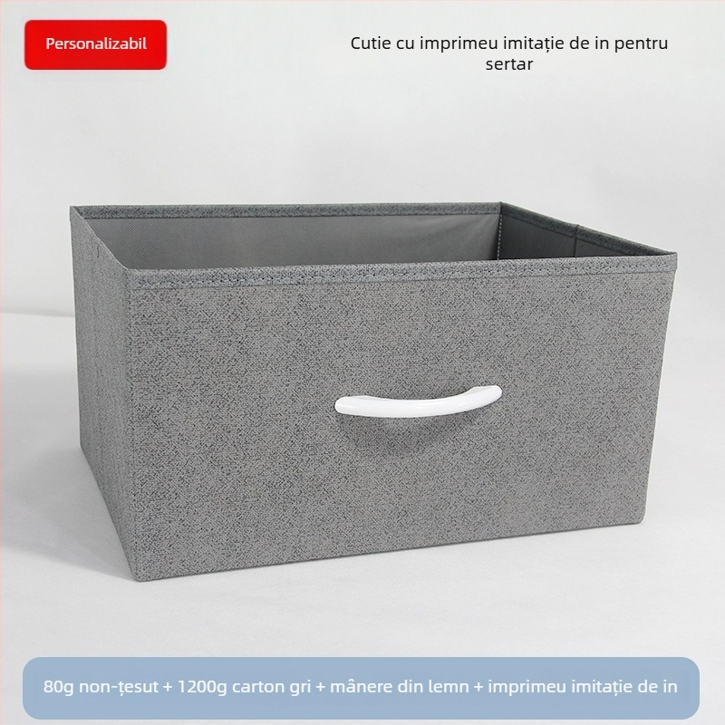 Cutie de depozitare pentru birou – Cutie pliabilă din țesătură nețesută, organizator cu deschidere prin tragere, imprimare logo disponibil