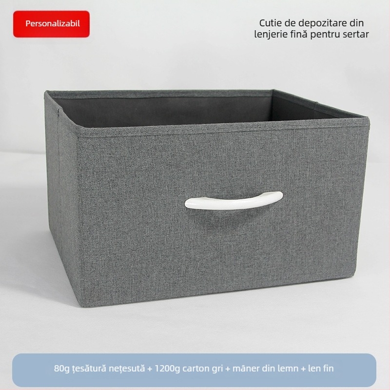 Cutie de depozitare pentru birou – Cutie pliabilă din țesătură nețesută, organizator cu deschidere prin tragere, imprimare logo disponibil