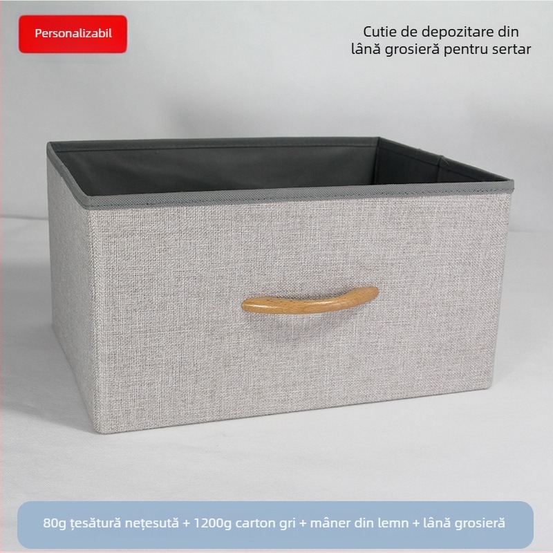 Cutie de depozitare pentru birou – Cutie pliabilă din țesătură nețesută, organizator cu deschidere prin tragere, imprimare logo disponibil