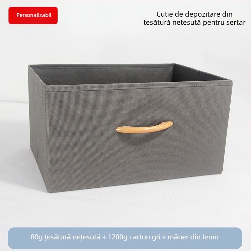 Cutie de depozitare pentru birou – Cutie pliabilă din țesătură nețesută, organizator cu deschidere prin tragere, imprimare logo disponibil