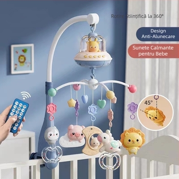 Jucărie muzicală rotativă pentru pătuț, cu posibilitate de agățare — ajutor liniștitor pentru somn, stimulare vizuală, dezvoltare auditivă; Brand: Ybr/Youbein; Vârstă: 0–3 ani; Material: plastic