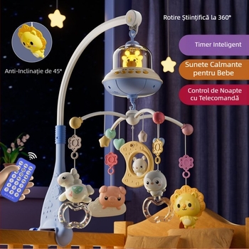 Jucărie muzicală rotativă pentru pătuț, cu posibilitate de agățare — ajutor liniștitor pentru somn, stimulare vizuală, dezvoltare auditivă; Brand: Ybr/Youbein; Vârstă: 0–3 ani; Material: plastic