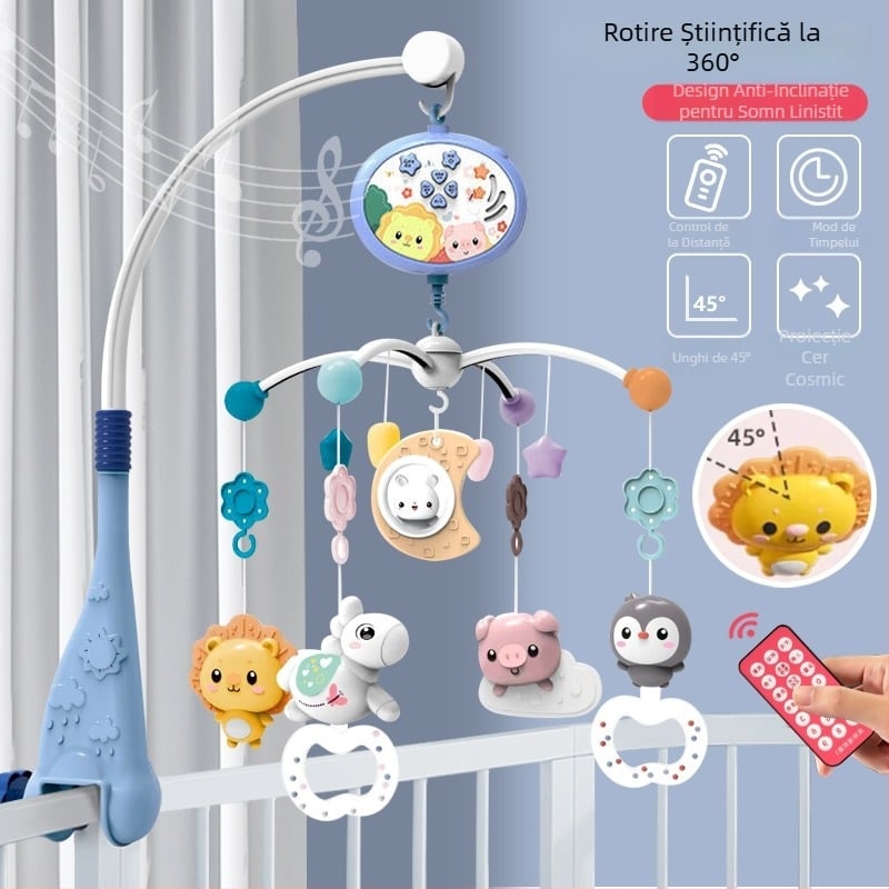 Jucărie muzicală rotativă pentru pătuț, cu posibilitate de agățare — ajutor liniștitor pentru somn, stimulare vizuală, dezvoltare auditivă; Brand: Ybr/Youbein; Vârstă: 0–3 ani; Material: plastic