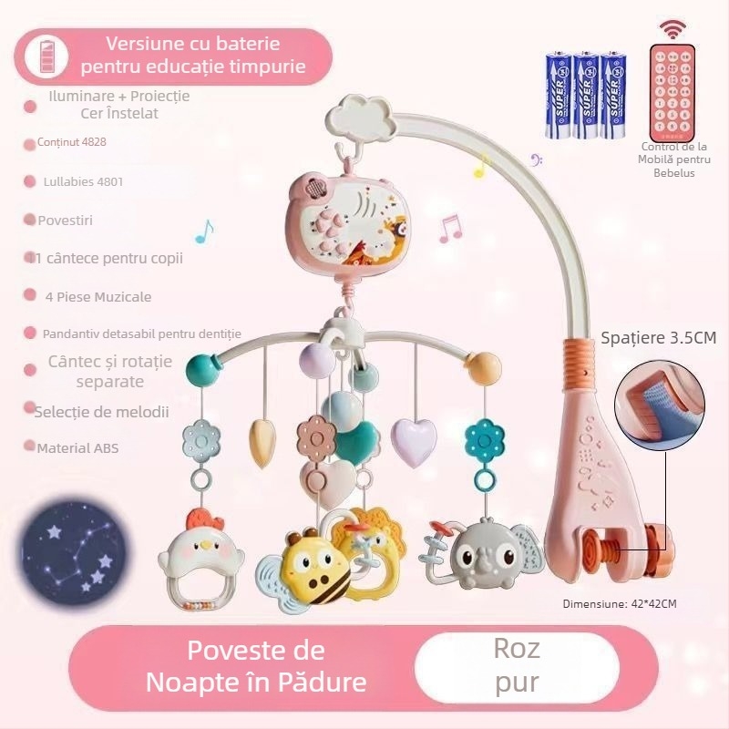 Jucărie muzicală rotativă pentru pătuț, cu posibilitate de agățare — ajutor liniștitor pentru somn, stimulare vizuală, dezvoltare auditivă; Brand: Ybr/Youbein; Vârstă: 0–3 ani; Material: plastic