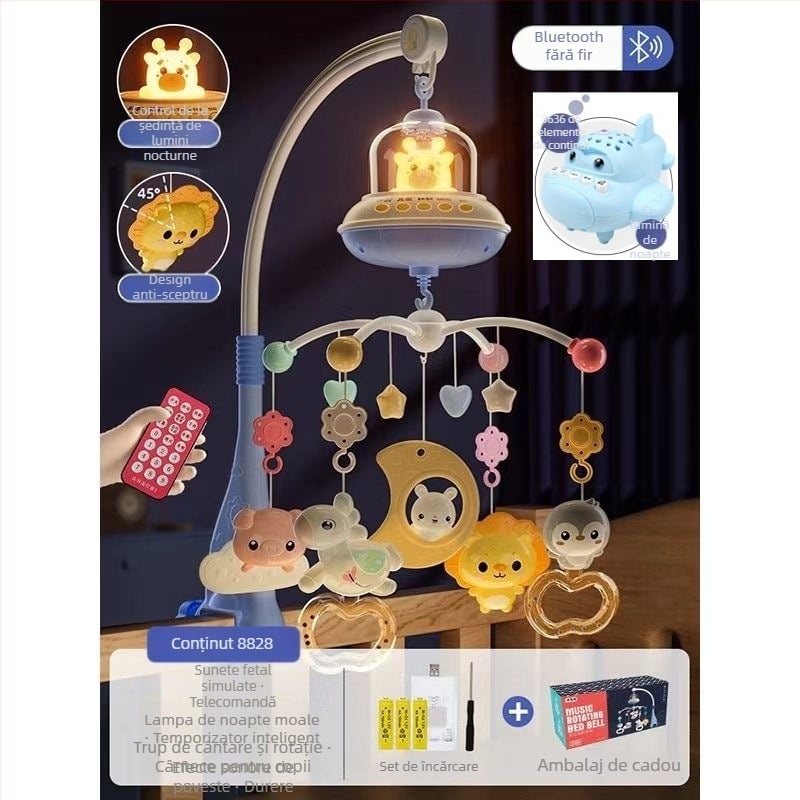 Jucărie muzicală rotativă pentru pătuț, cu posibilitate de agățare — ajutor liniștitor pentru somn, stimulare vizuală, dezvoltare auditivă; Brand: Ybr/Youbein; Vârstă: 0–3 ani; Material: plastic