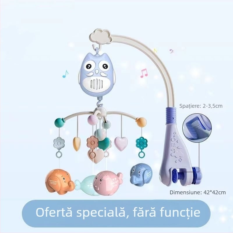Jucărie muzicală rotativă pentru pătuț, cu posibilitate de agățare — ajutor liniștitor pentru somn, stimulare vizuală, dezvoltare auditivă; Brand: Ybr/Youbein; Vârstă: 0–3 ani; Material: plastic