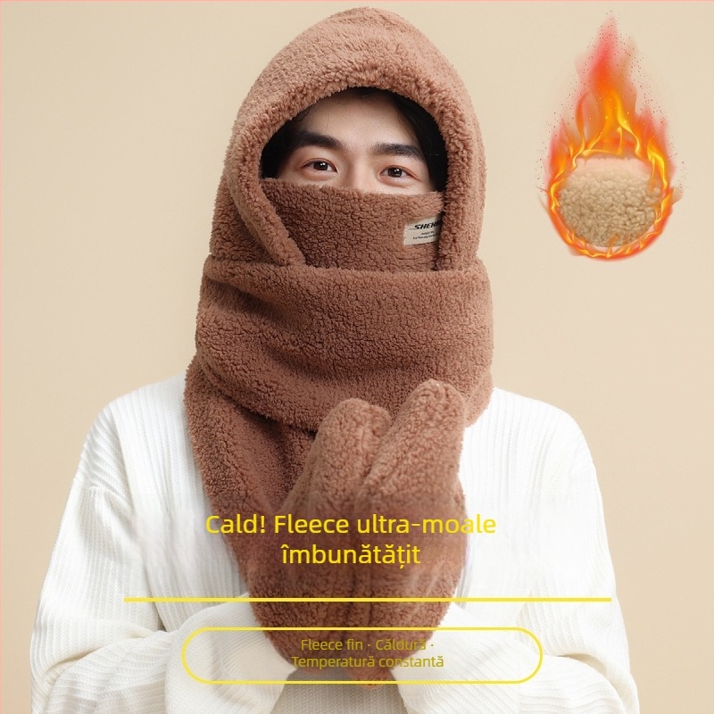 Set de trei piese: pălărie, fular și mănuși — material amestecat, unisex adulți, iarnă, finisaj Tie-Dye.