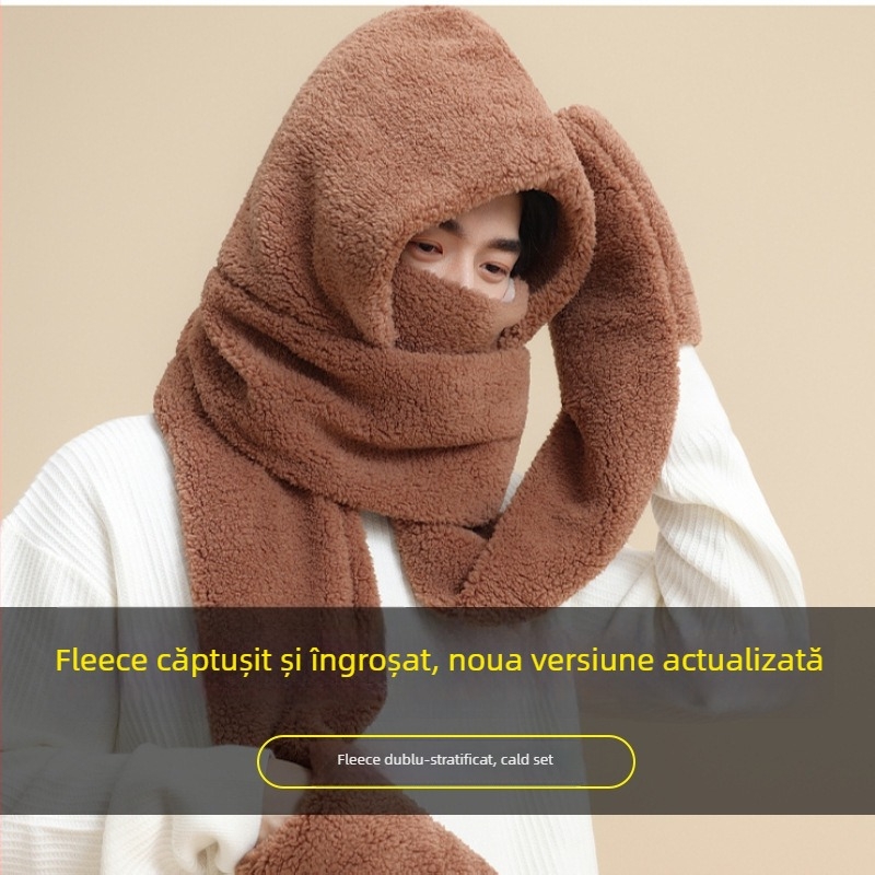 Set de trei piese: pălărie, fular și mănuși — material amestecat, unisex adulți, iarnă, finisaj Tie-Dye.