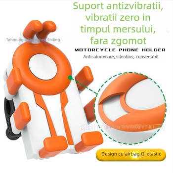 Suport de telefon pentru ciclism cu design cu opt gheare și construcție antișoc (dispozitive de 4,7–7 inci; material plastic; compatibil universal; compatibil cu bicicleta, motocicleta și vehiculele electrice)